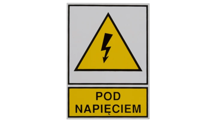 Tabliczka /znak ostrzegawczy/ TZO 52X74S /POD NAPIĘCIEM/ E04TZ-01011110800 /10szt./