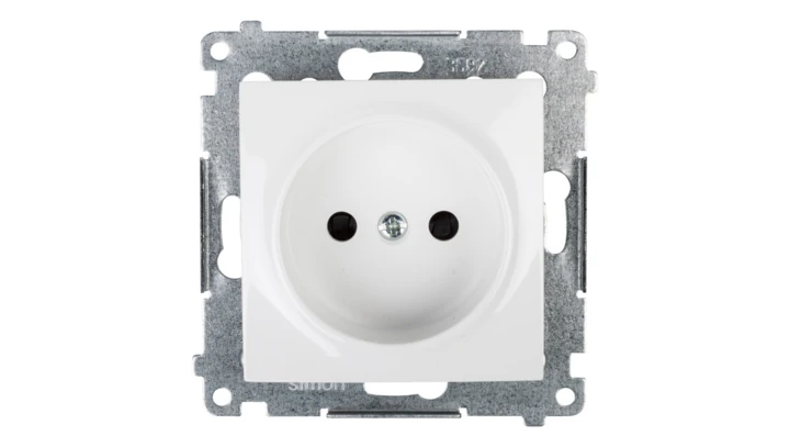 Simon 54 Gniazdo pojedyncze b/u 16A IP20 z przesłoną torów białe DG1Z.01/11
