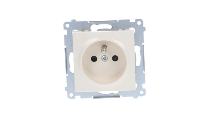 Simon 54 Gniazdo pojedyncze z/u przesłony torów prądowych 16A IP20, szybkozłącza, kremowe DGZ1CZ.01/41