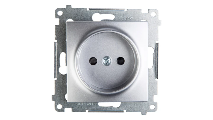 Simon 54 Gniazdo pojedyncze b/u 16A IP20 srebrny mat DG1Z.01/43