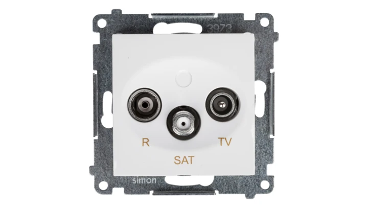 Simon 54 Gniazdo antenowe RD/TV/SAT przelotowe białe DASP.01/11