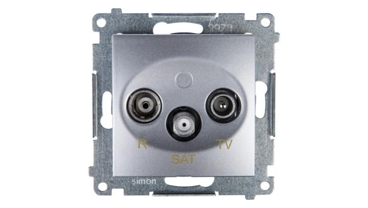 Simon 54 Gniazdo antenowe RD/TV/SAT przelotowe srebrny mat DASP.01/43