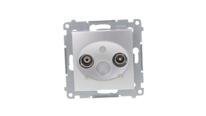 Simon 54 Gniazdo antenowe RD/TV końcowe srebrny mat DAZ.01/43