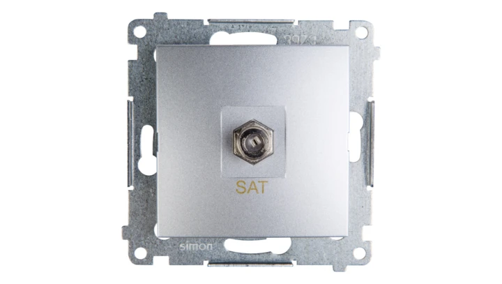 Simon 54 Gniazdo antenowe pojedyncze SAT srebrny mat DASF1.01/43