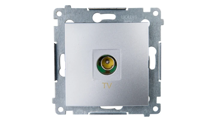 Simon 54 Gniazdo antenowe TV końcowe srebrny mat DAK1.01/43