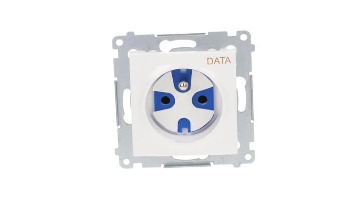 Simon 54 Gniazdo pojedyncze DATA z/u 16A IP20 z kluczem uprawniającym białe DGD1.01/11