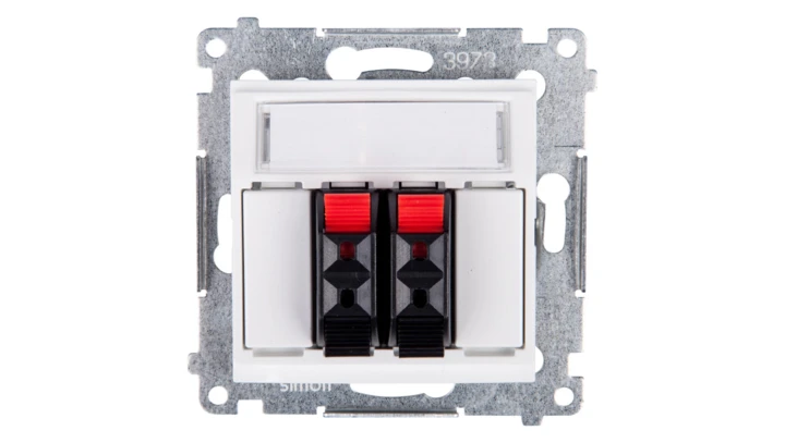 Simon 54 Gniazdo głośnikowe podwójne białe DGL32.01/11