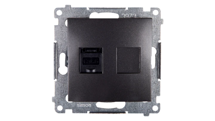 Simon 54 Gniazdo komputerowe pojedyncze RJ45 kat.6 z przesłoną antracyt D61.01/48