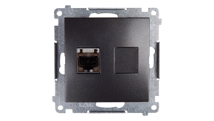 Simon 54 Gniazdo komputerowe pojedyncze RJ45 kat.6 ekranowane z przesłoną antracyt D61E.01/48