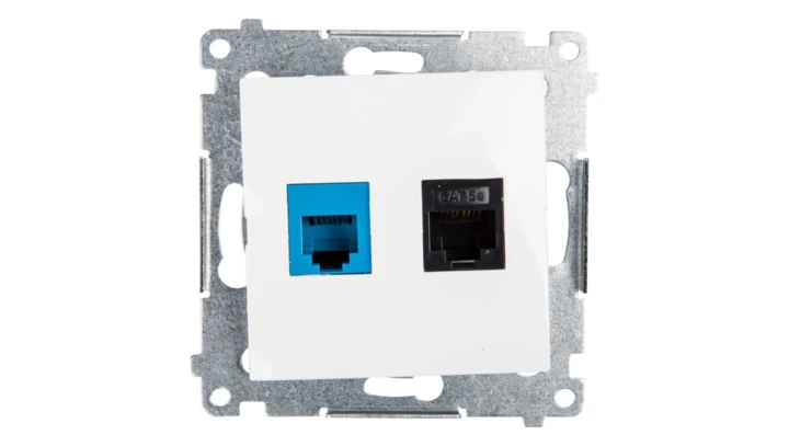 Simon 54 Gniazdo teleinformatyczne RJ45 kat.5e + RJ12 białe D5T.01/11