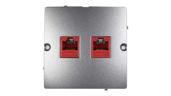 Simon Basic Gniazdo komputerowe podwójne 2xRJ45 kat.5e stal inox BMF52.02/21