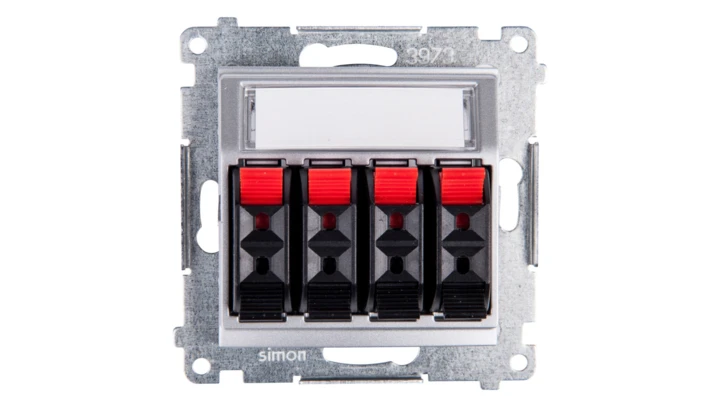 Simon 54 Gniazdo głośnikowe poczwórne srebrny mat DGL34.01/43