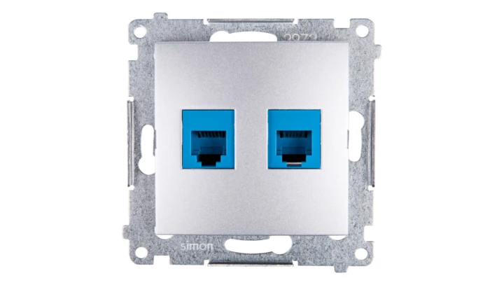 Simon 54 Gniazdo telefoniczne podwójne 2xRJ12 srebrny mat DT2.01/43