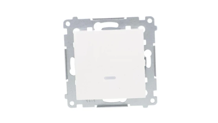 Simon 54 Łącznik jednobiegunowy z podświetleniem, szybkozłącza, biały DW1L.01/11