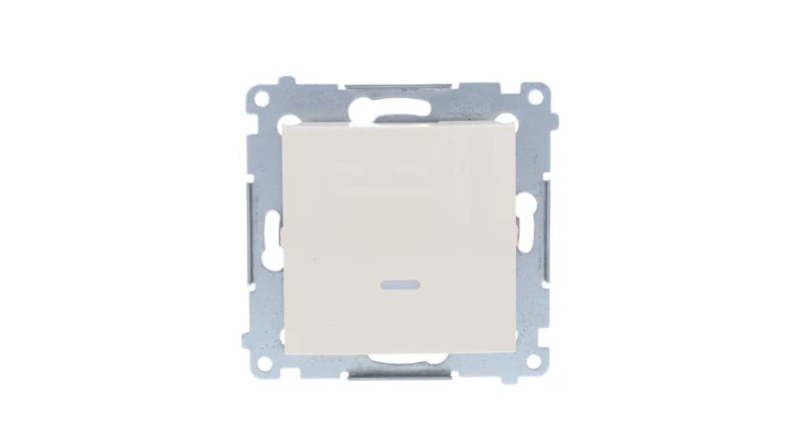 Simon 54 Łącznik jednobiegunowy z podświetleniem, szybkozłącza, kremowy DW1L.01/41