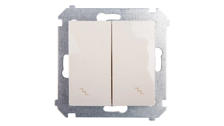 Simon 54 Łącznik schodowy podwójny z podświetlniem kremowy DW6/2L.01/41