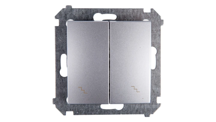 Simon 54 Łącznik schodowy podwójny z podświetleniem srebrny mat DW6/2L.01/43