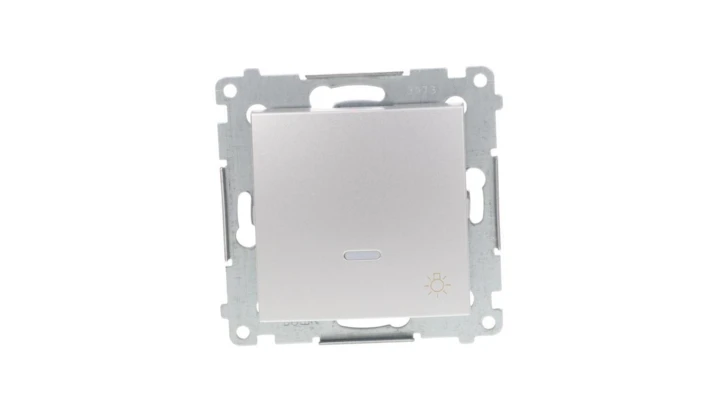 Simon 54 Przycisk /światło/ z podświetleniem, szybkozłącza, srebrny mat DS1L.01/43