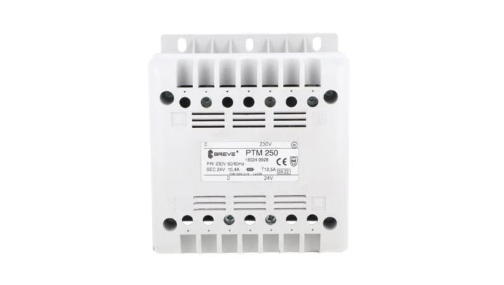 Transformator 1-fazowy bezpieczeństwa PTM 250 230/ 24V 10,4A, na szynę DIN, IP21, Ta 40, 16024-9928