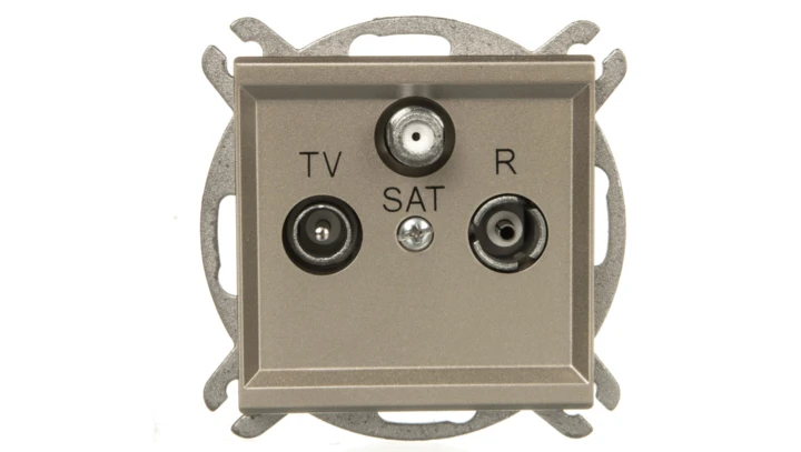 SONATA Gniazdo antenowe RTV-SAT przelotowe szampański złoty GPA-RSP/m/39