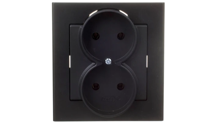 SONATA Gniazdo podwójne b/u czarny metalik GP-2R/33