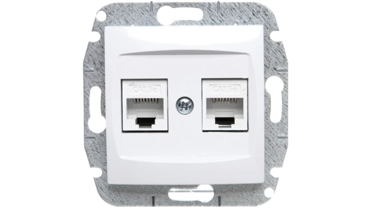 CARLA Gniazdo komputerowe podwójne 2xRJ45 cat 5e białe 1749-10