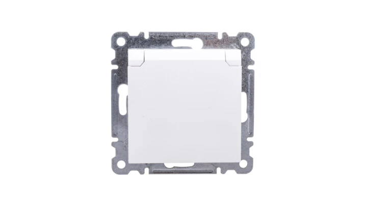 Lumina Gniazdo pojedyncze z/u 16A z klapką IP20 białe WL1120