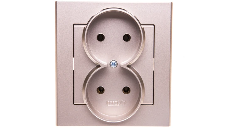 SONATA Gniazdo podwójne b/u szampański złoty GP-2R/39