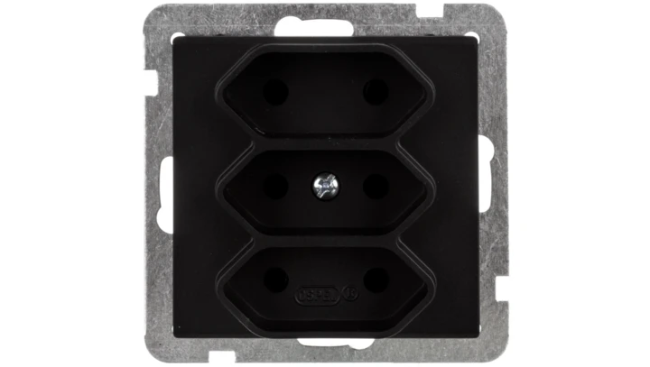 SONATA Gniazdo potrójne b/u 2,5A EURO czarny metalik GP-3R/m/33
