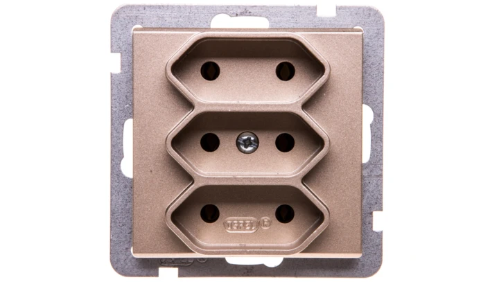 SONATA Gniazdo potrójne b/u 2,5A EURO szampański złoty GP-3R/m/39