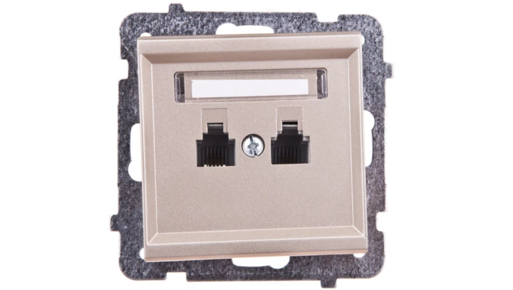 SONATA Gniazdo telefoniczne podwójne RJ11 równoległe szampański złoty GPT-2RR/m/39