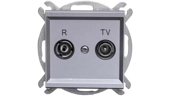 SONATA Gniazdo antenowe RTV końcowe 2,5-3dB srebro mat GPA-RK/m/38