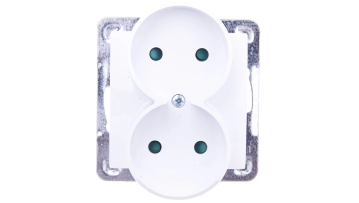 IMPRESJA Gniazdo podwójne b/u z przesłonami białe GP-2YRP/m/00