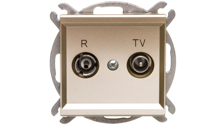 SONATA Gniazdo antenowe RTV końcowe 2,5-3dB szampański złoty GPA-RK/m/39