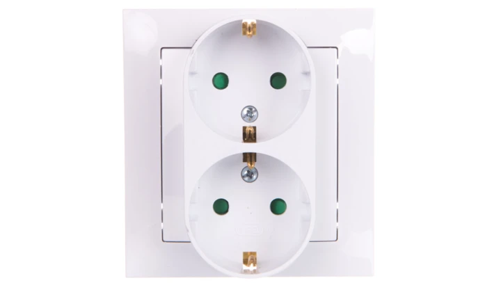 IMPRESJA Gniazdo podwójne z/u Schuko z przesłonami białe GP-2YSP/00