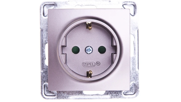 IMPRESJA Gniazdo pojedyncze z/u Schuko z przesłonami tytan GP-1YSP/m/23
