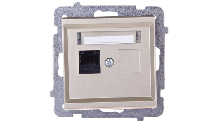 SONATA Gniazdo komputerowe pojedyncze RJ45 kat.5e szampański złoty KRONE GPK-1R/K/m/39