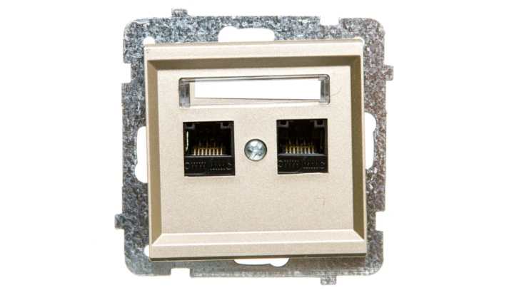 SONATA Gniazdo komputerowe podwójne 2xRJ45 kat.5e szampański złoty KRONE GPK-2R/K/m/39