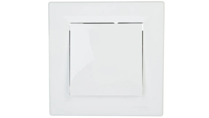 Łącznik Asfora dwubiegunowy jednoklawiszowy zaciski śrubowe biały z ramką EPH0200321