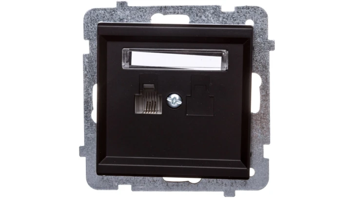 SONATA Gniazdo telefoniczne pojedyncze RJ11 czarny metalik GPT-1R/m/33