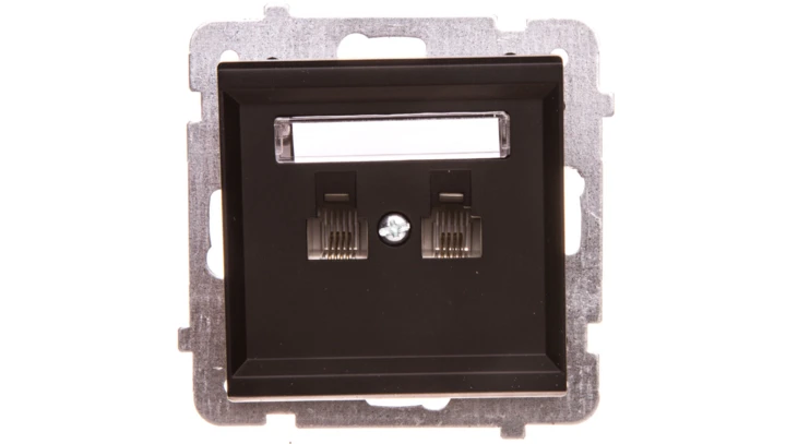 SONATA Gniazdo telefoniczne podwójne RJ11 niezależne czarny metalik GPT-2RN/m/33