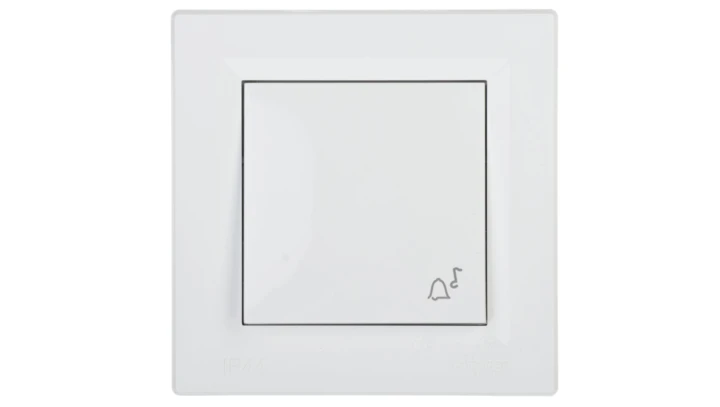 Przycisk Asfora dzwonek IP44 biały z ramką EPH0800221