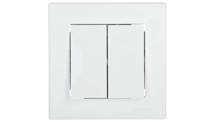 Przycisk Asfora podwójny zaciski śrubowe biały z ramką EPH1100321