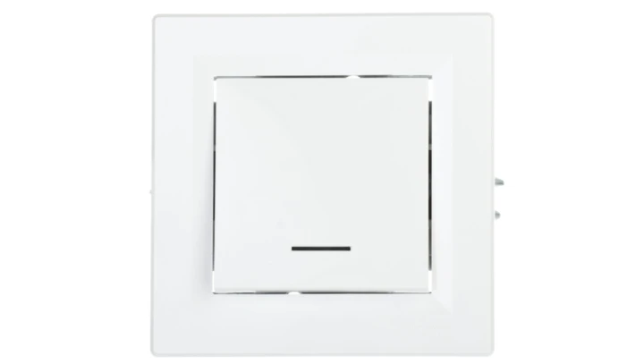 Łącznik Asfora pojedynczy z podświetleniem zaciski śrubowe biały z ramką EPH1400321