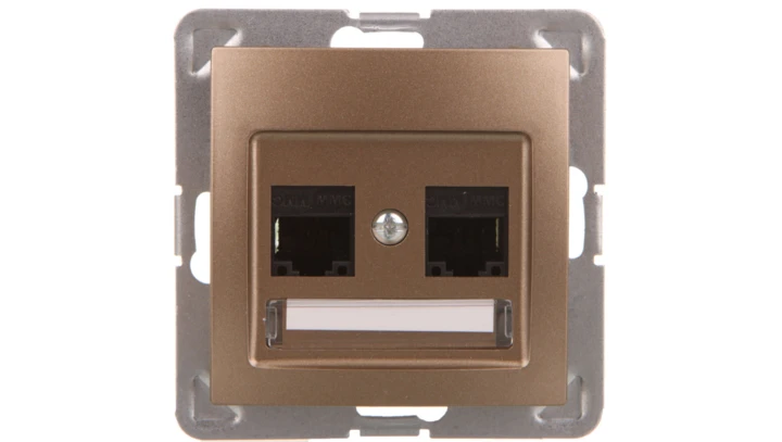 IMPRESJA Gniazdo komputerowe podwójne RJ45 kat.5e MMC złoty metalik GPK-2Y/K/m/28