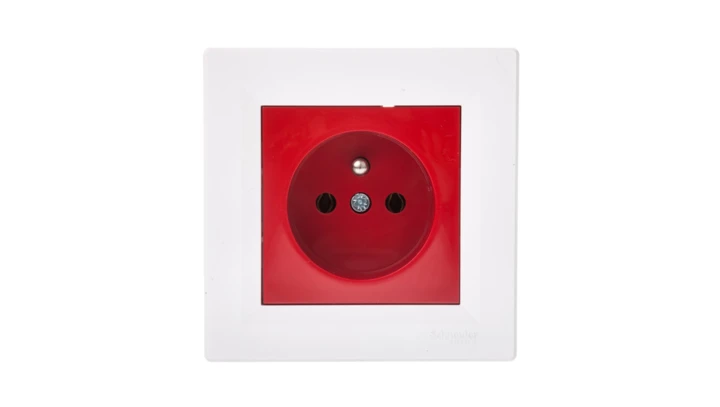 Gniazdo pojedyncze Asfora z/u czerwono-białe z ramką EPH2800421