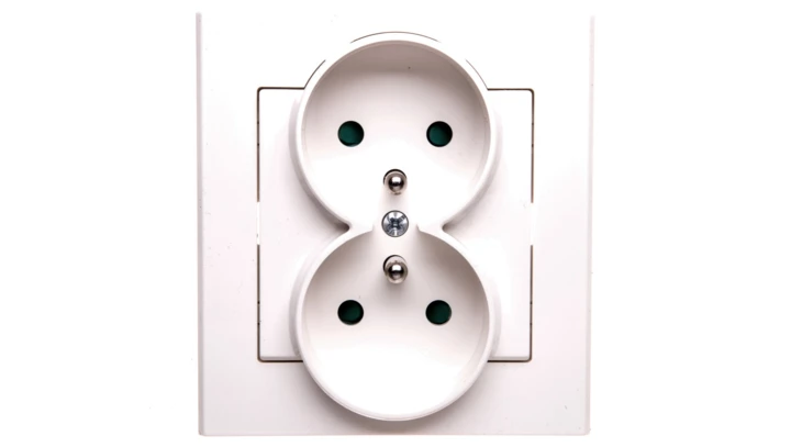 SONATA Gniazdo podwójne z/u z przesłonami ecru GP-2RZP/27