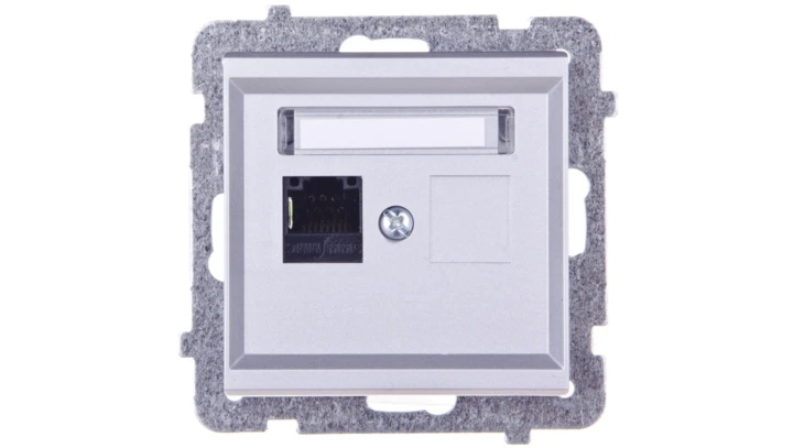 SONATA Gniazdo komputerowe pojedyncze RJ45 kat.5e srebro mat KRONE GPK-1R/K/m/38