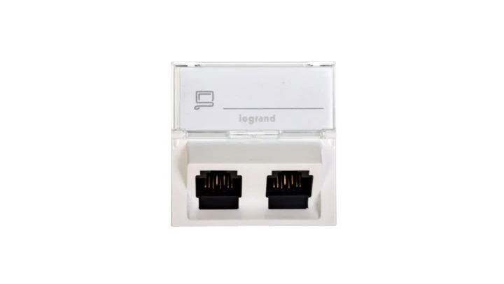 MOSAIC Gniazdo komputerowe podwójne RJ45 kat.5e UTP białe 076502