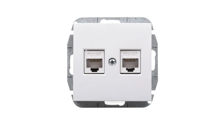 Sentia Gniazdo komputerowe podwójne RJ45 kat.5e białe 1449-10
